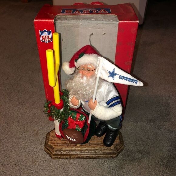 HOLIDAY CREATIONS NFL DALLAS COWBOYS MUSICAL SANTA W/ BOX VINTAGE 1999 - Picture 2 of 11